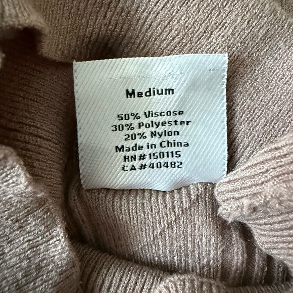 VARLEY Ravena Ribbed Knit High Neck Bell Sleeve Sweater Fungi Tan Women’s Medium - Picture 6 of 11